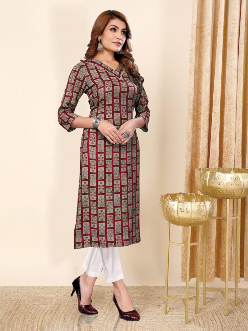 Elegant Two-Tone Chanderi Kurti (1-Piece) - Image 2