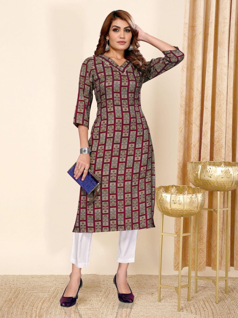 Elegant Two-Tone Chanderi Kurti (1-Piece) - Image 4