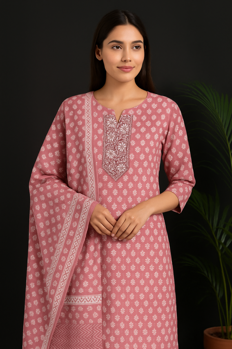 pink kurti, pattern kurti