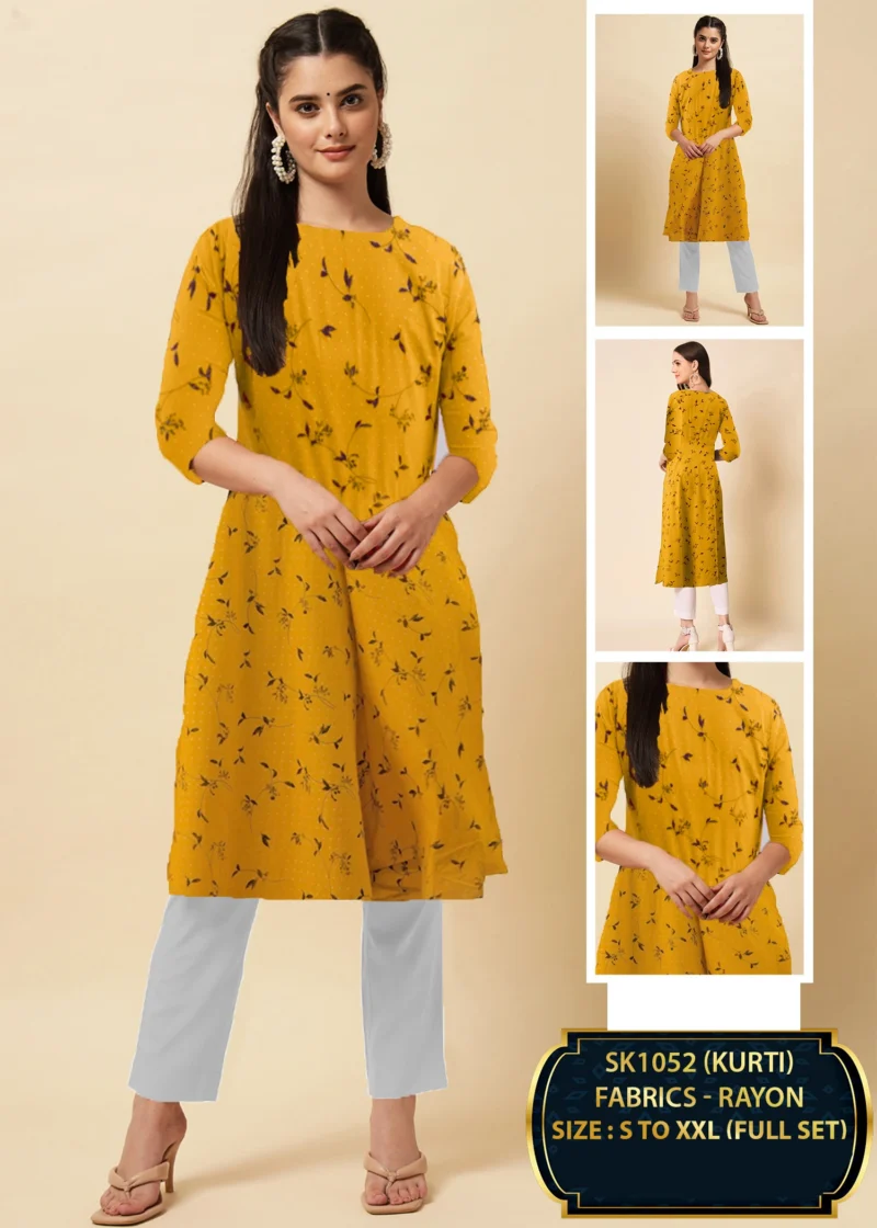 Chic Mustard Rayon Kurti (1-Piece)