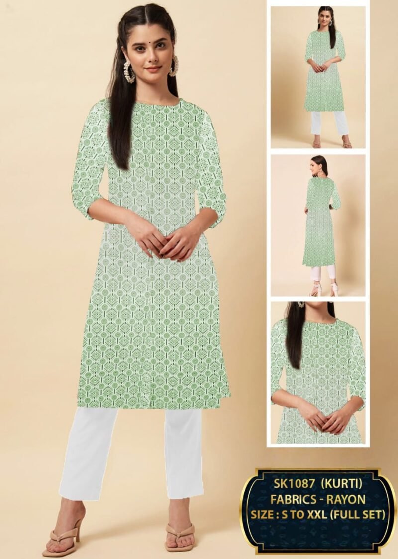 Elegant Green Printed Kurti (1-Piece) - Image 4