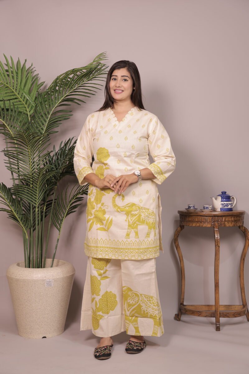 Yellow Print Cambric Cotton Co-ords Set - Image 2