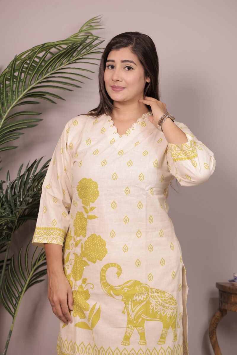Yellow Print Cambric Cotton Co-ords Set - Image 3