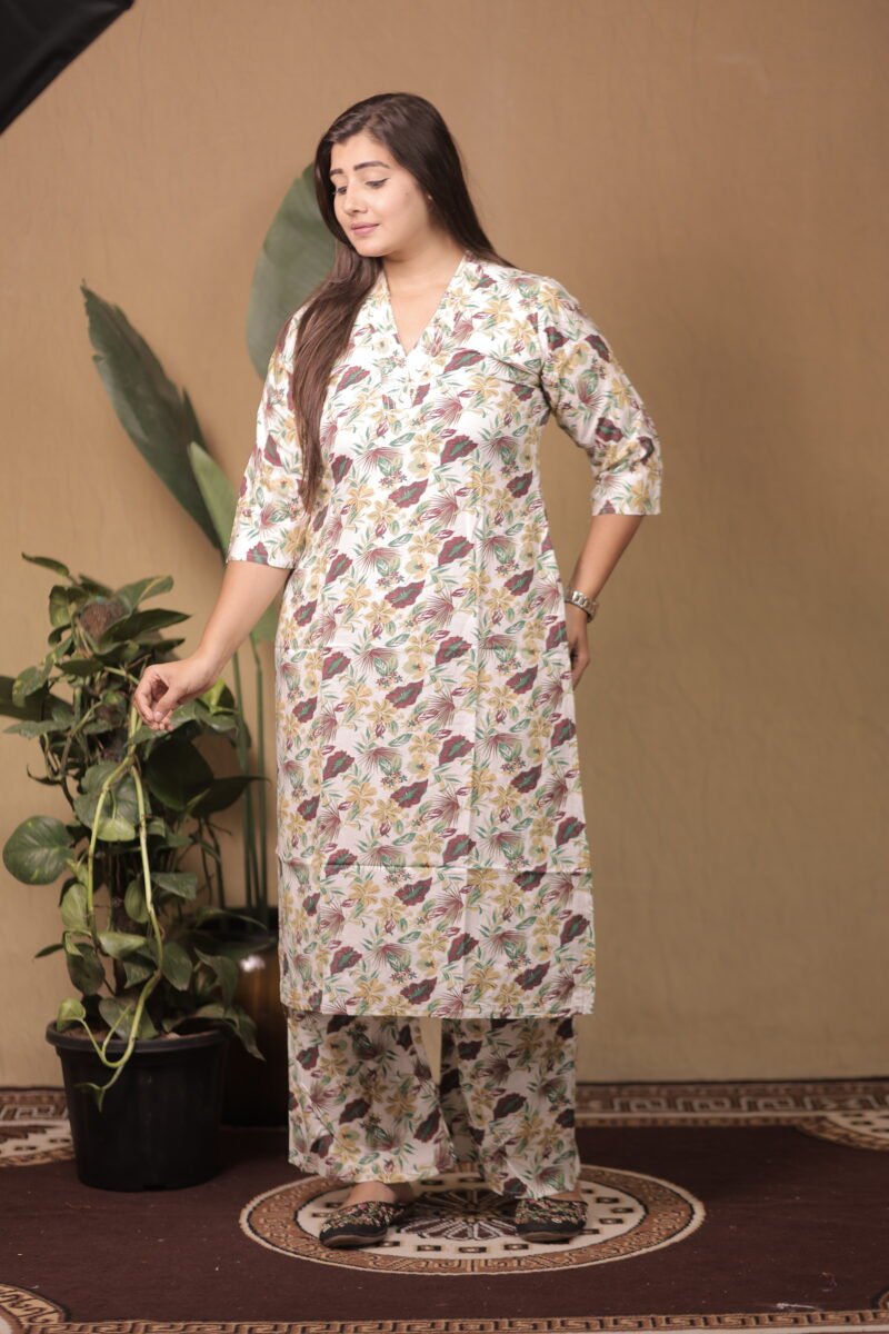 Tropical Bloom Printed Heavy Rayon Co-ords Set - Image 3