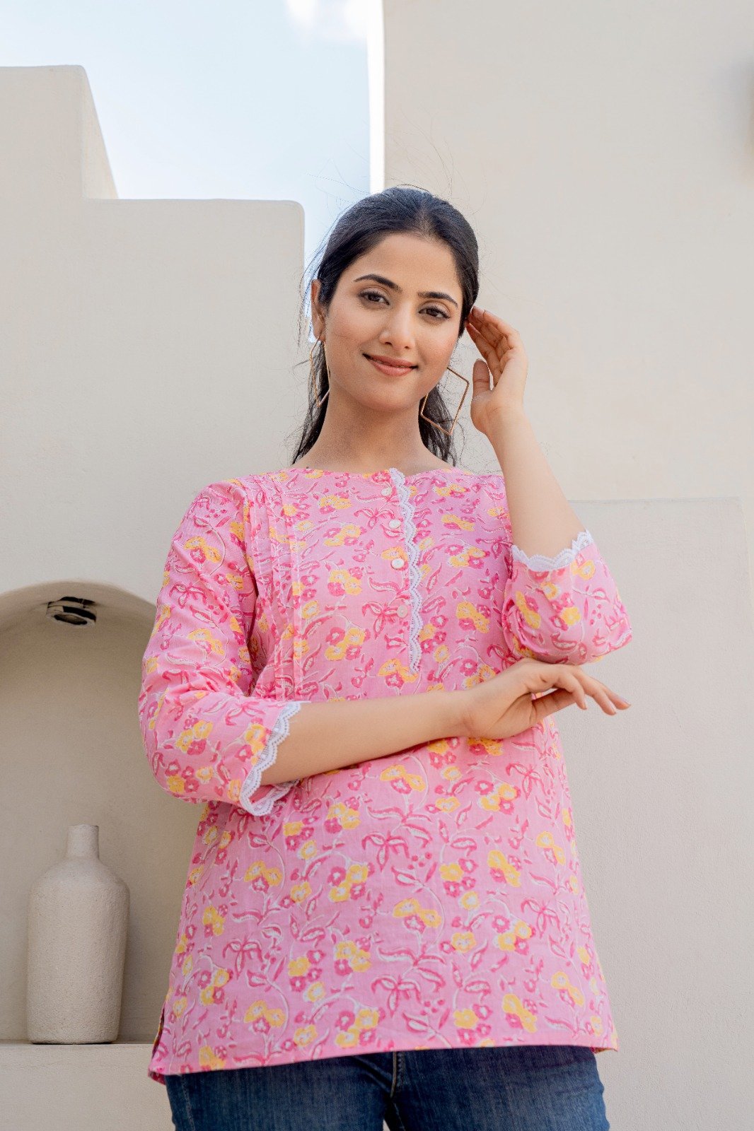 Short Kurti in Vibrant Pink