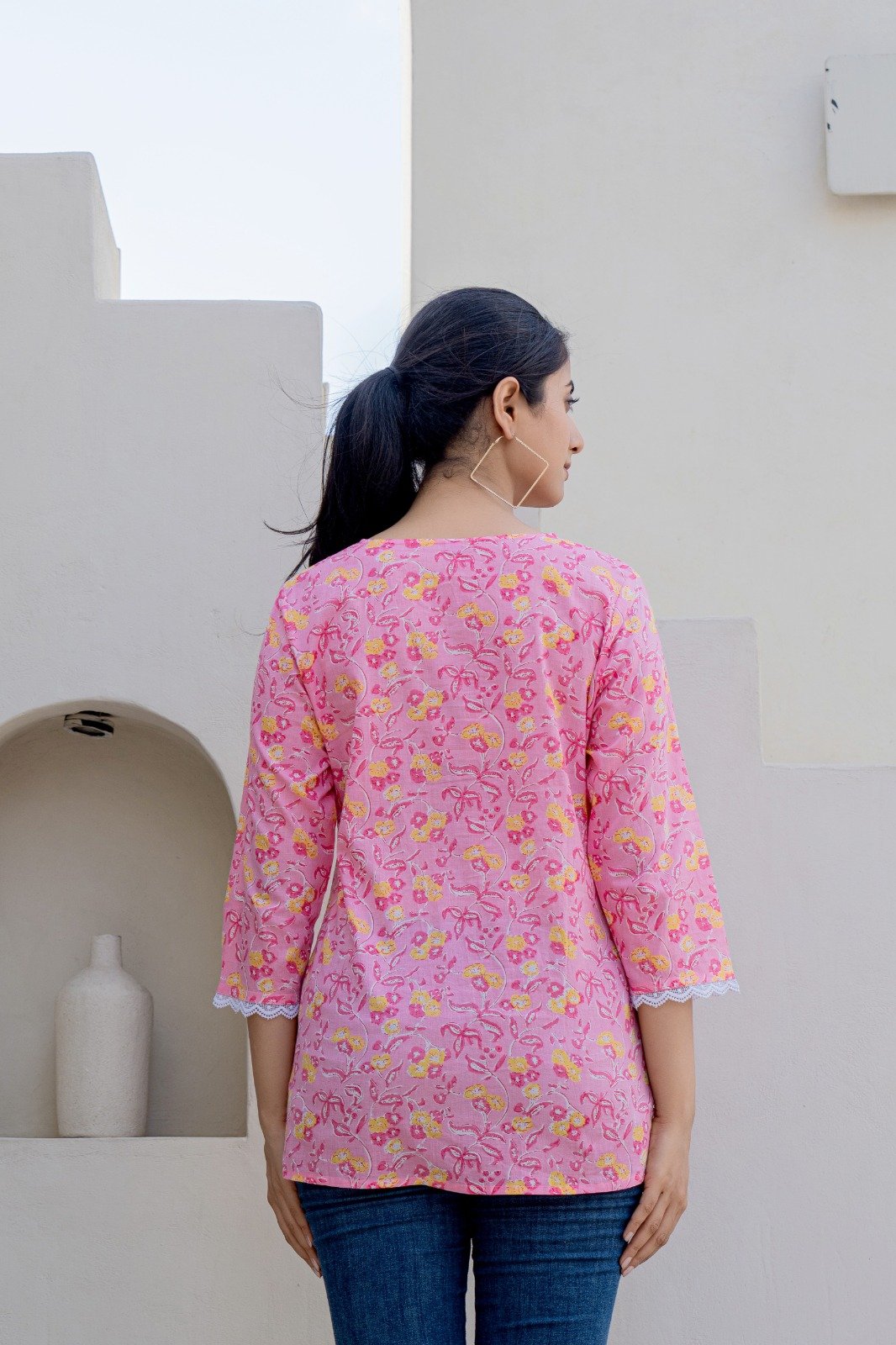 Short Kurti in Vibrant Pink - Image 3